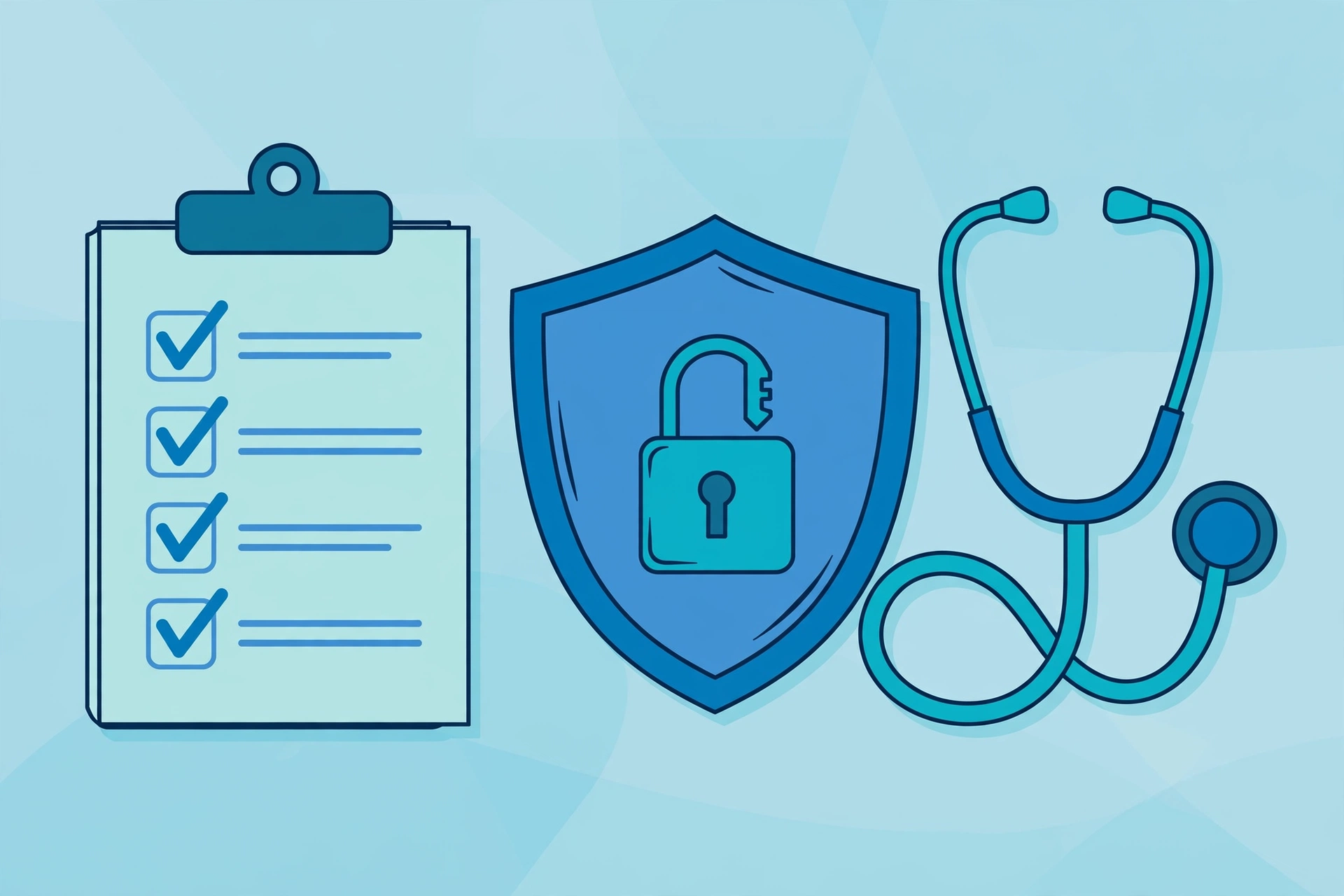 HIPAA compliance checklist with shield and lock